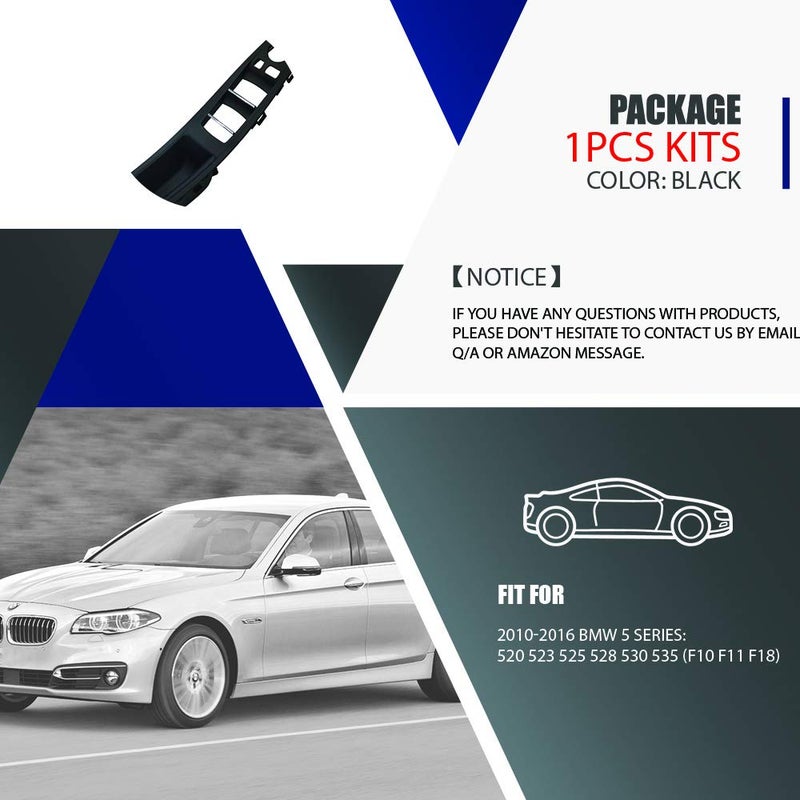 FEXON Driver Side Door Handle for BMW 5 Series, Window Switch Armrest Panel, Inner Pull Trim Panel Cover Replacement 2010-2016 Series 520 523 525 528 530 535 F10/F11 Black - Image 5